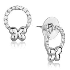 Söta vitguldpläterad fjärilar örhängen med vackra cubic zirkonia