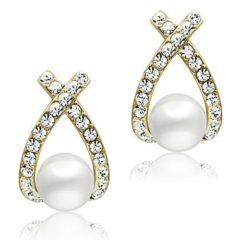 Stiliga örhängen med vackra cubic zirkonia och pärla