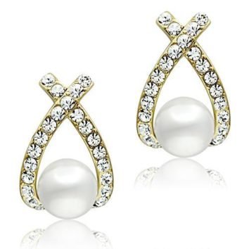 Stiliga örhängen med vackra cubic zirkonia och pärla