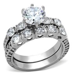 Elegant ringset med vackra glittrande cubic zirconia