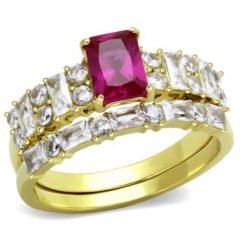 Exklusivt ringset med brilliant och baguette slipade sten