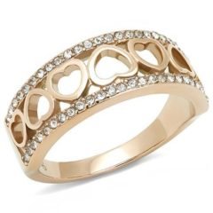 roséguldpläterad ring i hjärta design med vackra glittrande cubic zirconia