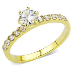 Snygg guldpläterad ring med vackra glittrande cubic zirconia.