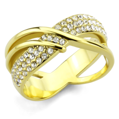 Söt guldpläterad ring med glittrande cubic zirconia