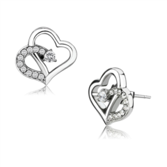 Söta dubbelhjärta örhängen med gnistrande cubic zirkonia