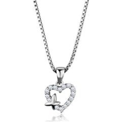 Charmigt hjärta halsband med fjäril och cubic zirkonia