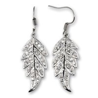 Fina vitguldpläterad löv örhängen med glittrande cubic zirkonia