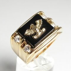 Stilig herr ring med örn "eagle" och cubic zirkonia.
