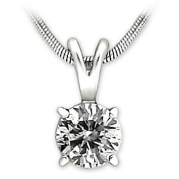 Stiligt vitguldpläterad hänge med 7mm briljant cubic zirkonia