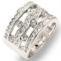 Lyxig vitguldpläterad "wave" ring med cubic zirconia